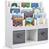 COSTWAY 3-in-1 Libreria Montessoriana Onda per Bambini, 90 x 30 x 91,5 cm