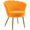 IlGruppone Poltrona Conchiglia Camera da Letto in Velluto Design Moderno, Sedia Classica con Gambe in Metallo Placcato Oro - Poltroncina per Salotto con Seduta Morbida Imbottita Modello Maddina - TeddyOrange