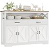 MASAJIA Credenza Cucina Bianco, Madia 140x40x105 cm con 2 Cassetti,Scomparto Aperto e Ripiani Regolabili - Buffet Mobile de Cucina Bassa per Sala da Pranzo(MDF)