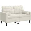 vidaXL Divano a 2 Posti con Cuscini Crema 120 cm in Velluto, divano, sofà, divano imbottito, divanetto, poltrona, divano lounge, divano da soggiorno