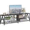 Huhote mobile Mensola TV per Soggiorno Camera da Letto 180x40x50cm Design Industriale Struttura Acciaio Nero tv
