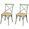 Biscottini Set 2 Sedie sala da pranzo legno massello 86x42x46 cm - Sedia cucina e soggiorno - Sedie in legno da esterno e interno - Sedia verde antico Cross