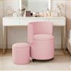HDHNBA Sedia cosmetica con ruote e spazio di archiviazione, sedia girevole per trucco con schienale ribaltabile, piccolo pouf imbottito in pelle PU per camere da letto e salotti.