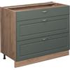Vicco Mobiletto base per cucina Fame-Line Verde-oro country/Rovere 100 cm | Frontale in MDF · Senza piano di lavoro · Piedini regolabili in altezza · Maniglie in metallo