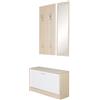 FineBuy Appendiabiti Salerno 80 cm con Specchio e Scarpiera a Ribalta