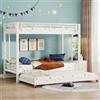 Zravenna Letto a castello a 3 posti, 90 x 200 cm, con letto estraibile e scala, letto per bambini con ringhiera alta, letto familiare con telaio in ferro, senza materasso (bianco)