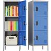 LOCENHU Armadio in metallo con aperture di ventilazione, 3 ante in metallo con porta biglietti da visita, adatto per scuola, ufficio e casa, montaggio fai da te, 120 cm x 40 cm x 40 cm, nero, grigio