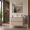Yellowshop | Mobile Bagno Sospeso CLOE - Composizione Completa con Lavabo Ceramica e Specchio, Chiusura Soft Close, Finitura Rovere (70 cm, Composizione Completa)
