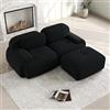 Bladez Divano modulare Loveseat in tessuto di velluto a coste, moderno divano a 3 posti, con braccioli curvi, fondo antiscivolo, senza montaggio, per soggiorno, imbottitura ad alta elasticità (nero, 3