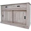 Arreditaly Madia Credenza Mobile Soggiorno Con 2 Cassetti E 2 Ante Scorrevoli 4 Ripiani Interni Design Minimal Shabby Chic Sala Da Pranzo Zona Living 150 x 50 x 95.5 Cm (Rovere Alaska)