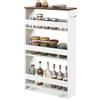 RELAX4LIFE Carrello di Stoccaggio Sottile a 4 Livelli con Maniglia e Ruote Girevoli a 360°, Unita Mobile di Ripiani Scorrevoli per Cucina, Bagno, Lavanderia, Spazi Stretti (BIANCO, 48x20x81 cm)