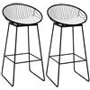 LAXF-Chairs Set di 2 sgabelli moderni da bar per cucina, pub, colazione, seduta in similpelle bianca, gambe in metallo nero, altezza seduta 71,1 cm, carico massimo 150 kg