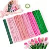 HEETA Set di pulizia per pipa per fai da te, 300 pezzi, in 4 colori, per fai da te, pulitore pipa, set di fiori, con filo floreale, nastro, perline per bouquet fai da te, rosa