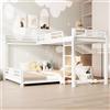 Cayipng Letto a castello 90x200+140x200,letto a soppalco 90x200 con letto a piattaforma 140x200,letto matrimoniale 3 persone ad L in metallo con Guardrail,Scala 4 gradini rett,Senza materasso,Bianco