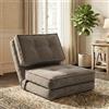 Fabulcozy Poltrona Letto 4-in-1, Schienale Regolabile 5 Posizioni in Velluto a Coste, Struttura in Ferro, Maniglia e Cinghie, Poltrona Multiuso per Soggiorno, Ufficio,Khaki
