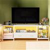 Utlenianie Mobile TV con Luci LED, 2 Porta USB e 2 Presa, Mobile per TV Soggiorno Moderno Mobili, con 3 ripiani e 2 cassetti,180x40x58 cm (Bianco-A)