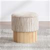 DAYALANE Pouf Contenitore Cassapanca Rotonda Pouf Poggiapiedi Ottomana Imbottita Pouf Letto Sgabello Vanità per Trucco per Soggiorno/Camera da Letto/Salotto, Cachi