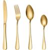 ABCORPHIC Set di posate da 24 pezzi, in acciaio inox, lucidato, lavabile in lavastoviglie, set di stoviglie per 6 persone (oro)