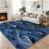 Generic Tappeto lavabile per soggiorno, 60 x 90 cm, motivo astratto, a pelo corto, per camera da letto, fantasia, onde marine, stelle, acquerello, antiscivolo, morbido, per bagno, sala da pranzo, corridoio