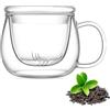 VGECEE Tazza da Tè in Vetro Borosilicato, 500 ml Borosilicato Filtro Tutto in Uno | Tazza da Tè con Colino e Coperchio, Bicchiere da Tè Tazza in Vetro , Tazza Trasparente per Tè Sfuso, Resistente al Calore