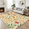 Generic Tappeto lavabile, per soggiorno, 140 x 200 cm, francese, romantico, a pelo corto, per camera da letto, camera da letto, motivo floreale selvatico, antiscivolo, morbido, per bagno, sala da pranzo