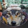 Generic Lavabile Tappeto Rotondo 60 cm Antiscivolo Sottile Colorato Tappeto a Cerchio Salotto Cameretta Soggiorno Cucina Graffiti Lupo Disegnato A Mano Animale Stampato Tappeti di Zona