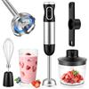 Gaethra Mixer Immersione 4-In-1, 1000 W Frullatore Tritatutto Multifunzione, 12 Velocità, con Frusta e Tritatutto da 500 ml e Misurino da 700 ml per Frullati, Zuppe, Salse, Yogurt, Alimenti Bambini