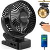 GOBRILLFUN Ventilatore a Clip 15,2 cm, 12000 mAh, Telecomando, LED, Timer