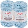 Stafil Filato Macramè Boho Pettinabile Ø 4 mm 250 g 70 m Set 2 Gomitoli Colore Azzurro Baby