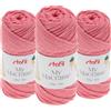 Stafil My Macramè 2 mm - Set 3 Gomitoli da 100 g (90 m) - Cordino Macramè in Cotone Riciclato per Borse, Decorazioni, Arazzi, Portachiavi e Crochet - Colore Rosa
