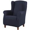 Estoralis | BERTA | Copripoltrona con orecchie | Tessuto elastico Blu navy | Per poltrona con Orecchie dimensione del tessuto da 70 a 110 cm. | Protettor | Adattabile a tutti i tipi di divani