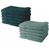 TODAY Set di 10 asciugamani da bagno, 50 x 90 cm, 100% cotone, 5 pavone + 5 celadon