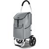 VOUNOT® Carrello della Spesa Pieghevole in Alluminio, Carrello Portaspesa con Borsa da 58L, Ruote Silenziose e Parafanghi, Grigio
