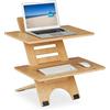 Relaxdays Supporto Pc da Scrivania, per Lavorare in Piedi, Leggio Laptop, 2 Ripiani, Altezza Regolabile, bambù, Naturale, 61 x 60 x 61 cm
