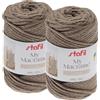 Stafil My Macramè Cordy 4 mm - Set da 2 Gomitoli in Cotone Riciclato (200 g x 2, 85 m x 2) - Cordino per Macramè, Crochet e Borse, Caffè