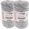 Stafil Filato Macramè Boho Pettinabile Ø 4 mm 250 g 70 m Set 2 Gomitoli Colore Pietra