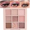 BelleVive Palette di ombretti nude marrone opaco e shimmer, Trucco, ombretti di lunga durata e impermeabili, 9 tonalità miscelabili in finiture lisce, opache e lucenti, 04#