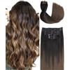 Sindra Extension a clip per capelli naturali da nero naturale a marrone, 50 cm
