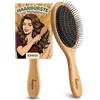 lampox Spazzola per capelli in bambù con perni in acciaio inox, antistatica e massaggiante per cuoio capelluto, spazzola districante sostenibile per uomo e donna, per tutti i tipi di capelli, asciutto
