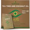 Noveha Salviette per palpebre e ciglia all'olio di cocco e tea tree per demodex, blefarite e prurito agli occhi, confezione da 60 singolate con aloe vera