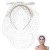 CABODYALS Cerchietto In Velo di Rete Beige con Fermaglio per Capelli Elegante Fiocco In Garza Vintage Stile Flapper Accessori per La Testa Cerchietti In Tulle per Donne Da Sposa Da Sposa per Cosplay