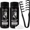 Henjunu 2 X 30 g Polvere Texturizzante Per Uomini + Pettine Nero, Look Naturale | Fluffy Hair Powder con Effetto Opaco, Pettine per Ricci, Volumizzante a Denti Larghi, Styling a Lunga Durata