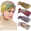 IYOU Turbante Boho Fasce trasversali Eleganti impacchi per la testa stampati per lo yoga Sciarpa elastica a testa larga annodata per donna e ragazza (confezione da 4)