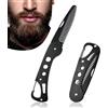YancLife, Pettine da barba pieghevole in acciaio inossidabile, da uomo, per curare, pettinare e acconciare capelli, barba e baffi, tascabile, antistatico, 9,5 x 3 x 1,5 cm