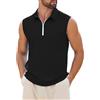 crazy bean Canotte Casual da Uomo Senza Maniche Maglietta Polo con Cerniere Collo a V Tinta Unita Tank Top Fitness Canotta Sportivi(Nero,L)