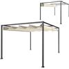Outsunny Gazebo Pergola 3x2 m con Tettuccio Retrattile, Fori di Drenaggio, Picchetti e Viti, Pergolato da Giardino in Poliestere e Metallo, per Patio, Terrazzo, Esterno, Crema