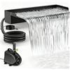 Biling Set completo per cascata in acciaio inox con pompa per laghetto da 80W 4500L/H e pala per cascata da 60 cm per laghetto da giardino, laghetto per pesci rossi, laghetto per pesci spada, gioco