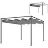 Outsunny Gazebo Pergola 4x3 m con Tettuccio Retrattile Grigio Scuro