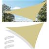 TopIdea Tenda a Vela Parasole Vele Ombreggianti Impermeabile Triangolare Vele Parasole da Giardino Protezione Solare Schermo UV con funi di Tensione per Terrazze Balconi 3x3x2M Sabbia