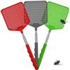 Bodiiwuliu 3 Scacciamosche Estensibili, Manuale Scacciamosche, Con Manico Telescopico Regolabile in Acciaio Inox, Resistente Allo Scivolamento per Catturare Mosche, Zanzare e Vespe(nero, verde, rosso)
